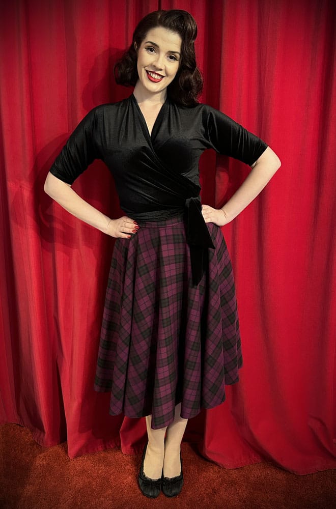 Berry Tartan Swing Skirt image 2