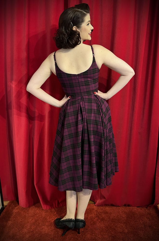 Stretch Tartan Priscilla Dress in Berry image 3