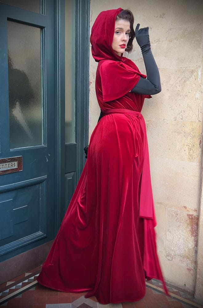 Red Velvet Claudia Flutter Gown image 2