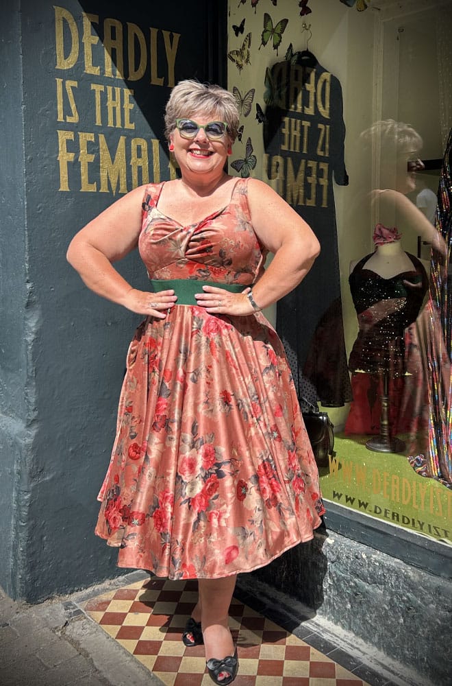 Autumn Rose Velvet Aurora Swing Dress image 4