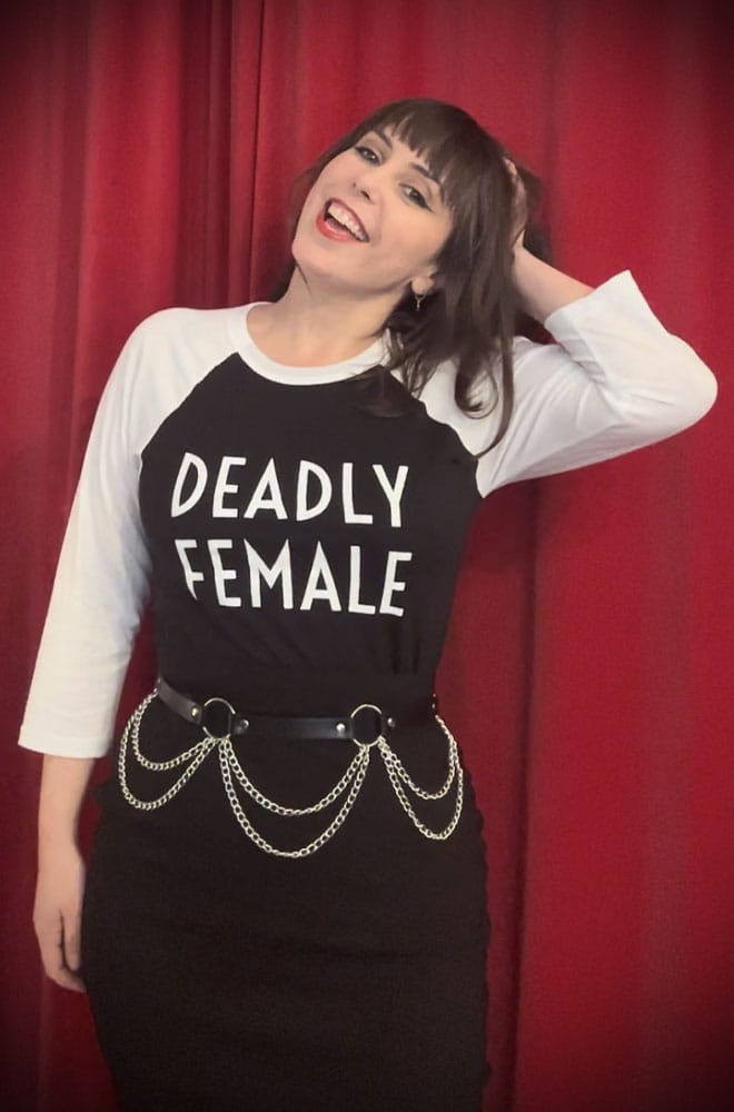 Deadly Female Raglan T Shirt in White image 2