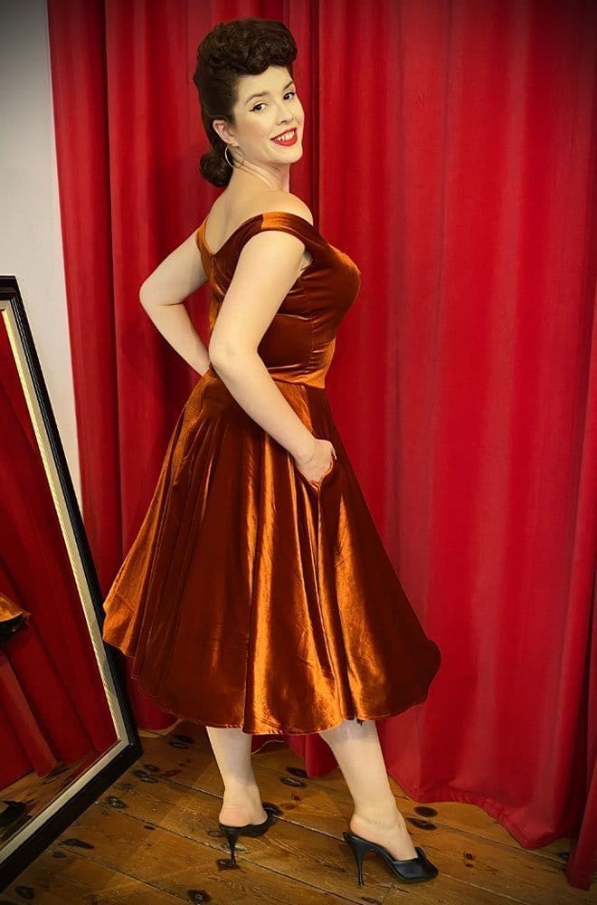 Pumpkin Velvet Aurora Swing Dress image 1