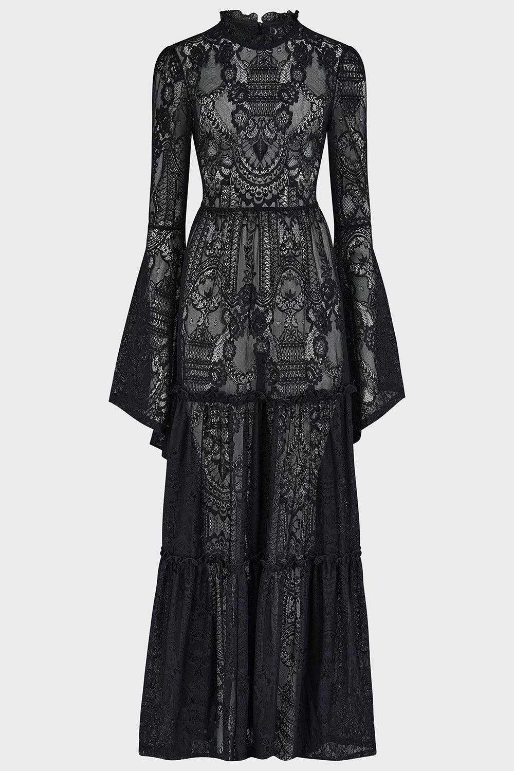 Black Hecate Lace Maxi Dress
