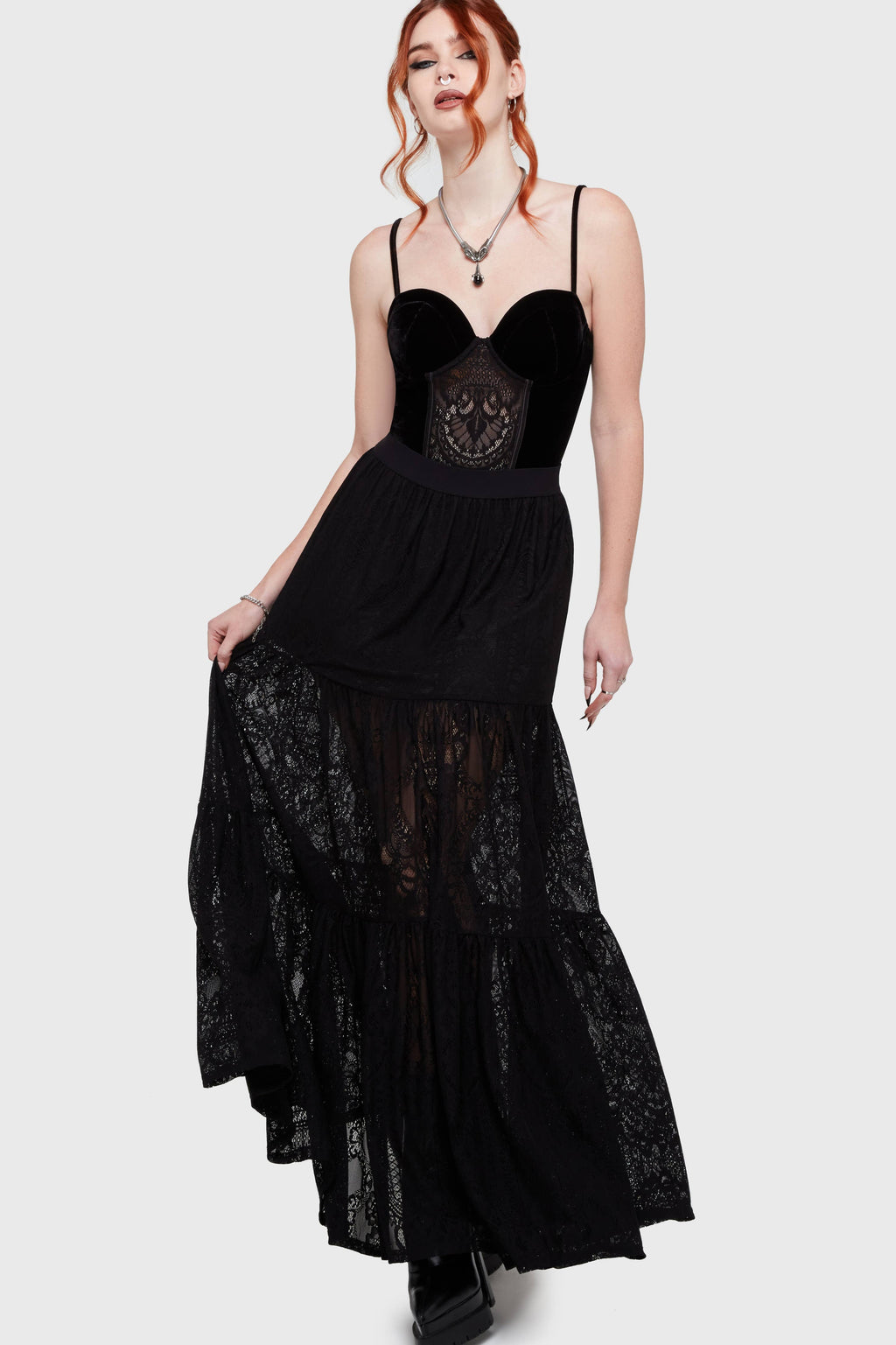 Kiss Of Night Lace Maxi Skirt