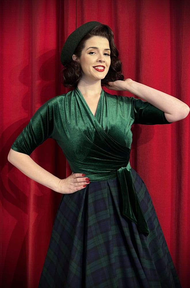 Green Velvet Wrap Top image 4