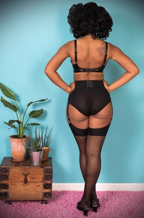 Black Glamour Seamed Stockings image 0
