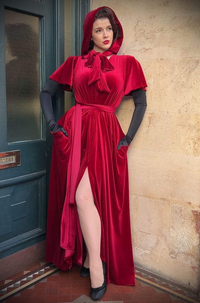 Red Velvet Claudia Flutter Gown image 0
