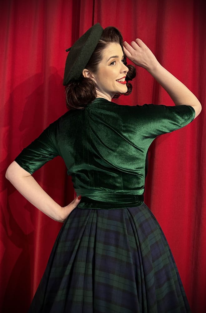 Green Velvet Wrap Top image 3