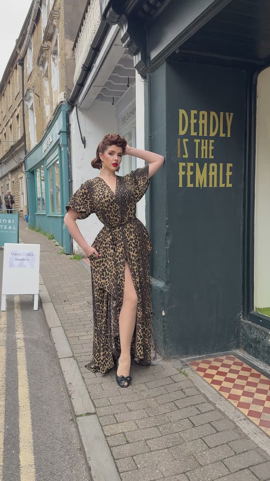Leopard Crepe Claudia Gown