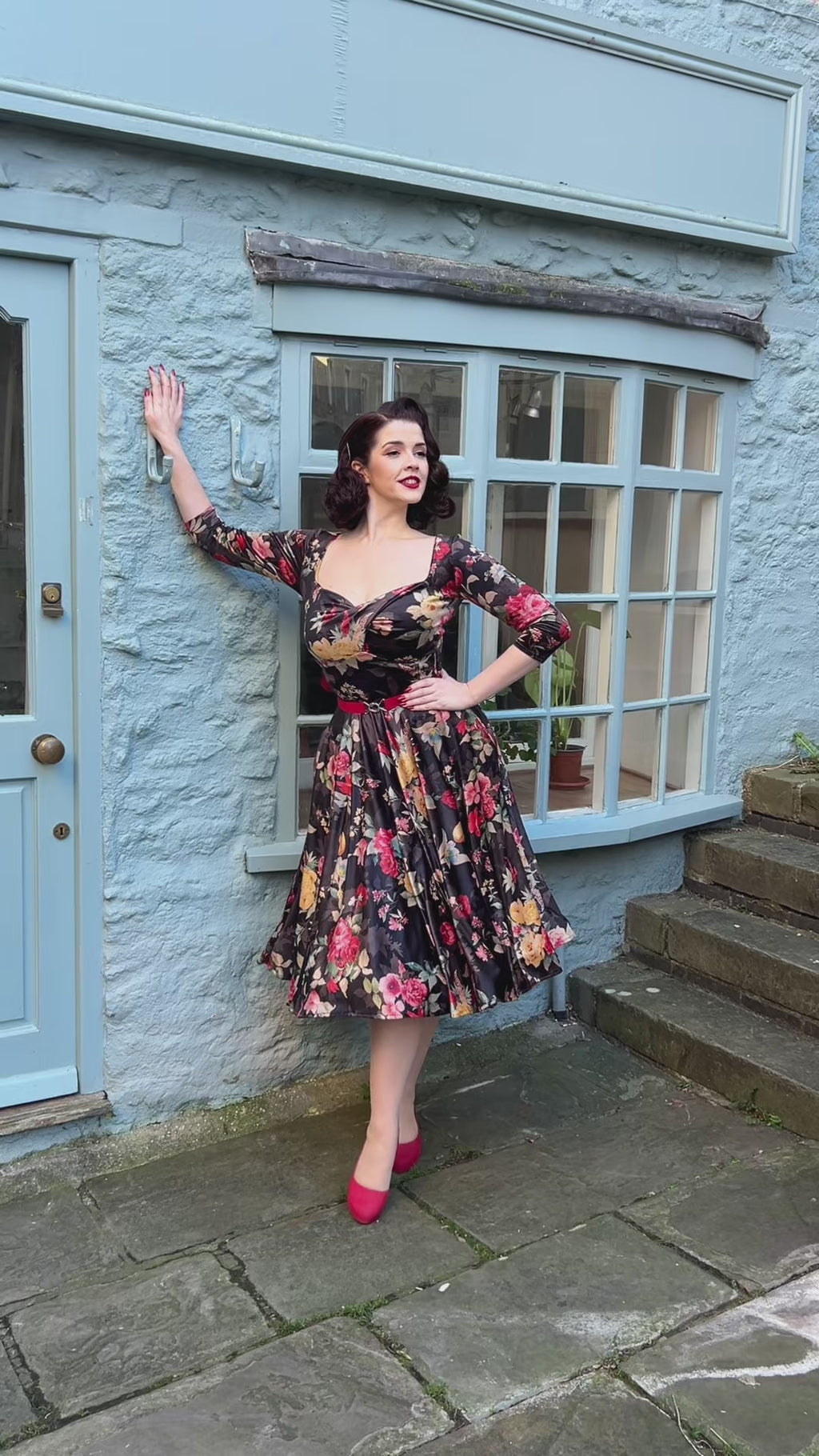Winter Rose Velvet Adora Swing Dress