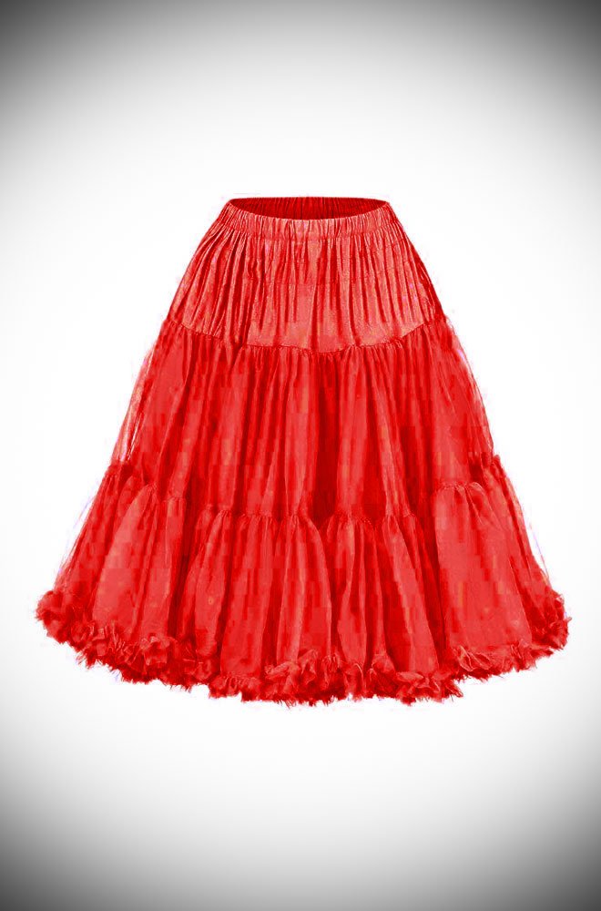 This vintage style Red 50's Chiffon Petticoat, also sometimes called a crinoline, is soft and comfortable under your favourite swing dress or circle skirt.