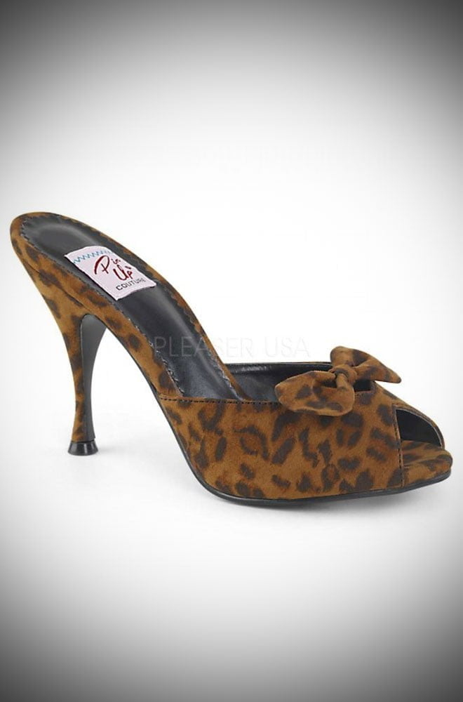 These Leopard Print Monroe Heels are timeless vintage style shoes. These sassy mules are a vamps dream! Available now at DeadlyistheFemale.com