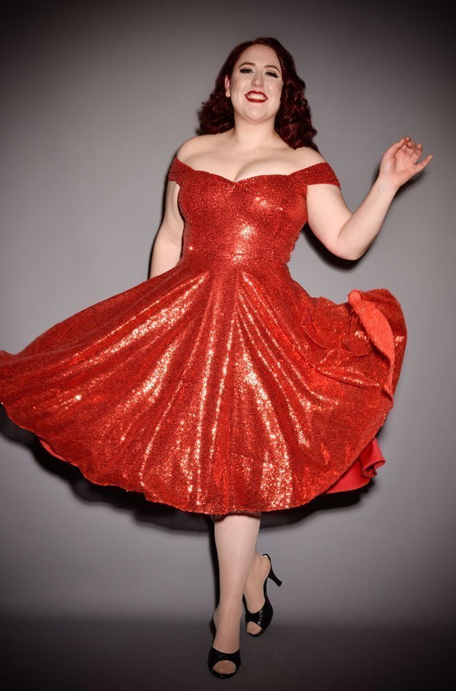 Sequin Scarlett Swing Dress - sparkle in this stunning vintage-inspired swing dress. A signature piece by Alexandra King for Deadly is the Female.