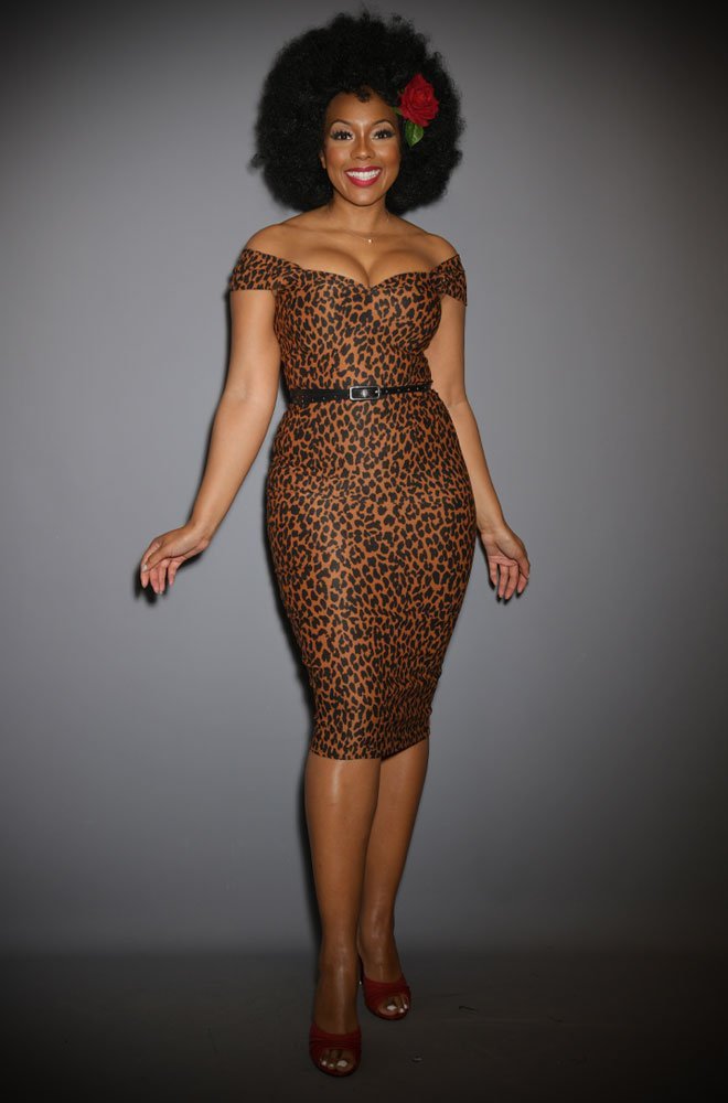 Kitty Kat Dress - a timeless yet sassy wiggle dress in sultry leopard print. A signature piece for the Alexandra King for Deadly is the Female Collection.