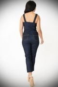 The Denim Eartha Jumpsuit is effortlessly cool! This rockabilly jumpsuit will ensure you feel sassy in a flash! Unique Vintage UK stockists.