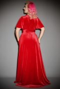 Red Velvet Claudia Flutter Gown - an evening dress with a sash waist. A signature piece by Alexandra King for Deadly is the Female.