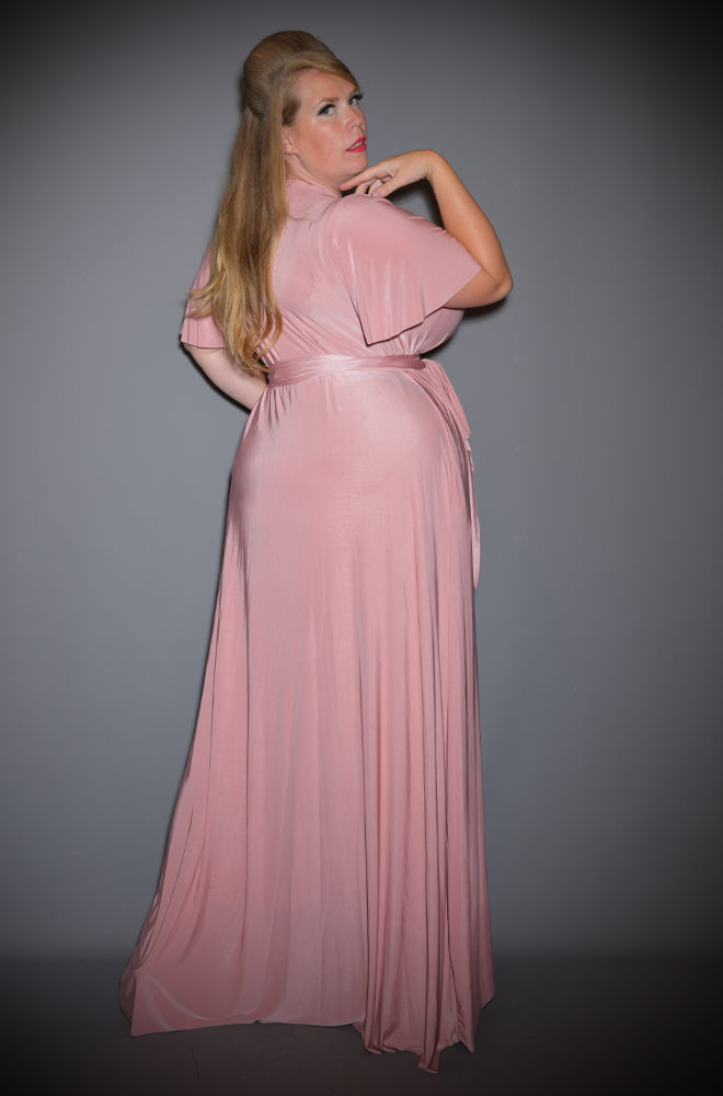 Dusky Rose Flutter Claudia Maxi Dress - a one size fits most vintage-inspired dress by Alexandra King for Deadly is the Female.