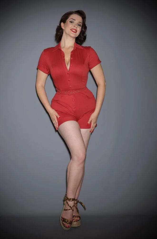 The Red Patsy Romper is effortlessly cool! This playsuit will ensure you feel sassy is a flash! Deadly are UK stockists of Unique Vintage.