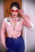 Peachy Keen Western Shirt - the perfect blend of cool & fun, it would be fabulous for festivals. By Unique Vintage at UK stockists, Deadly