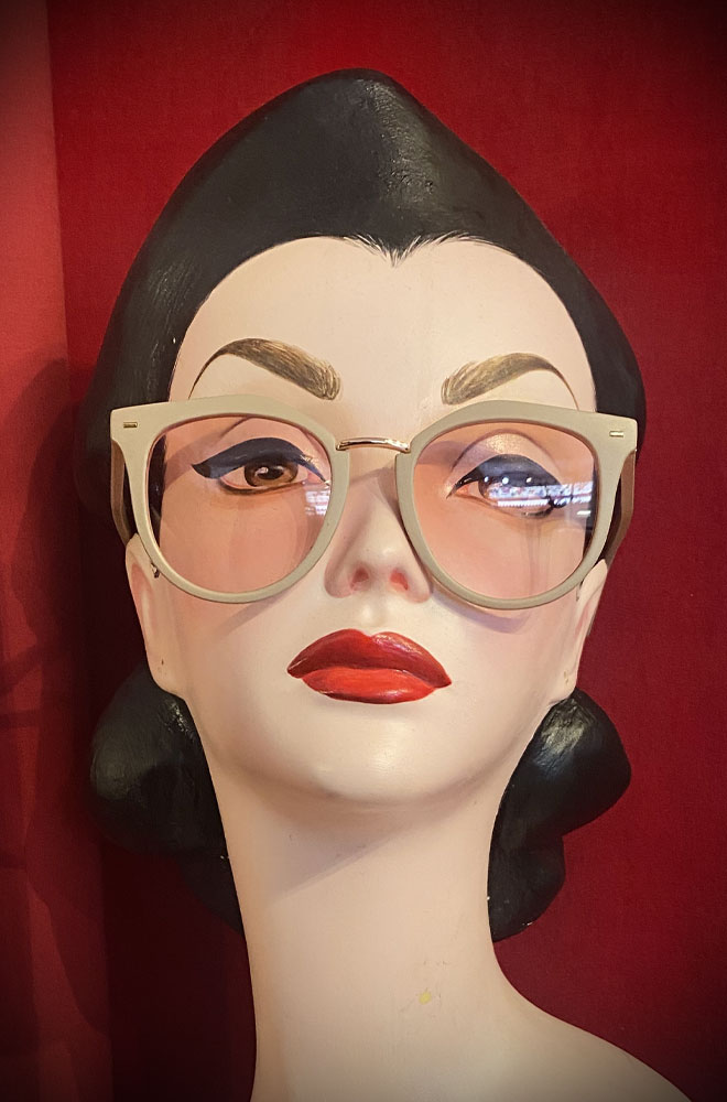 Vintage-style Biscuit Clara sunglasses at Deadly is the Female. Effortlessly add some pinup glamour to your day with these sunnies