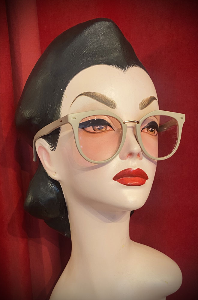 Vintage-style Biscuit Clara sunglasses at Deadly is the Female. Effortlessly add some pinup glamour to your day with these sunnies