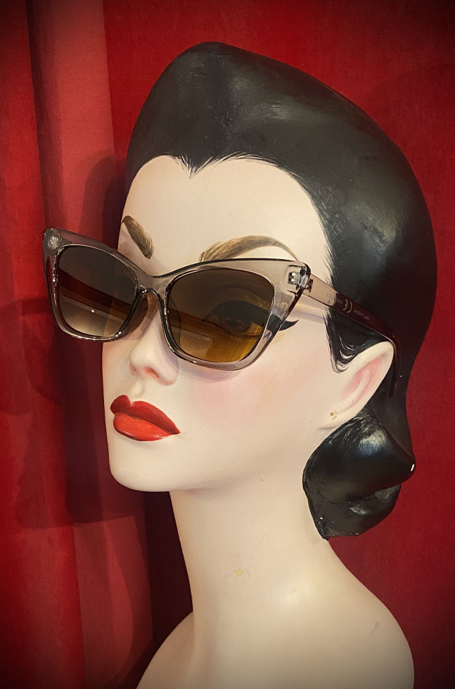 Vintage-style Smoke Sass sunglasses at Deadly is the Female. Effortlessly add some pinup glamour to your day with these sunnies