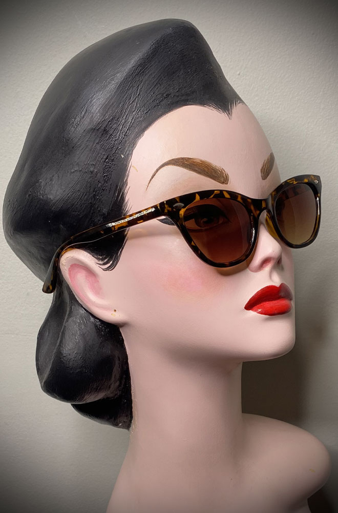 Vintage-style Tortoiseshell Audrey Sunglasses at Deadly is the Female. Effortlessly add some pinup glamour to your day!