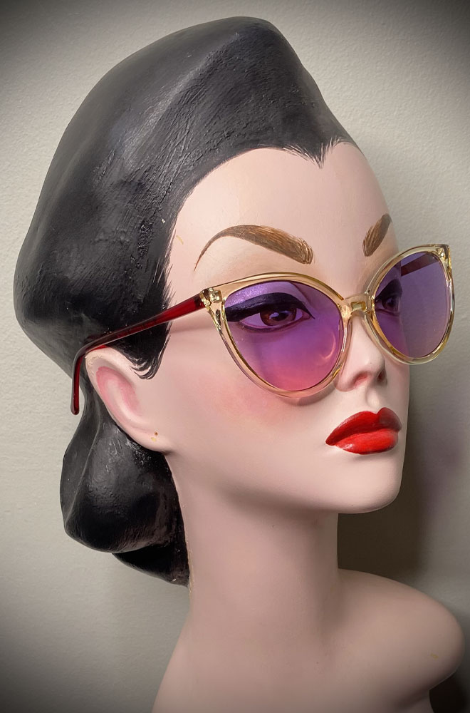 Vintage-style Tropical Cassie sunglasses at Deadly is the Female. Effortlessly add some modern pinup glamour to your day!