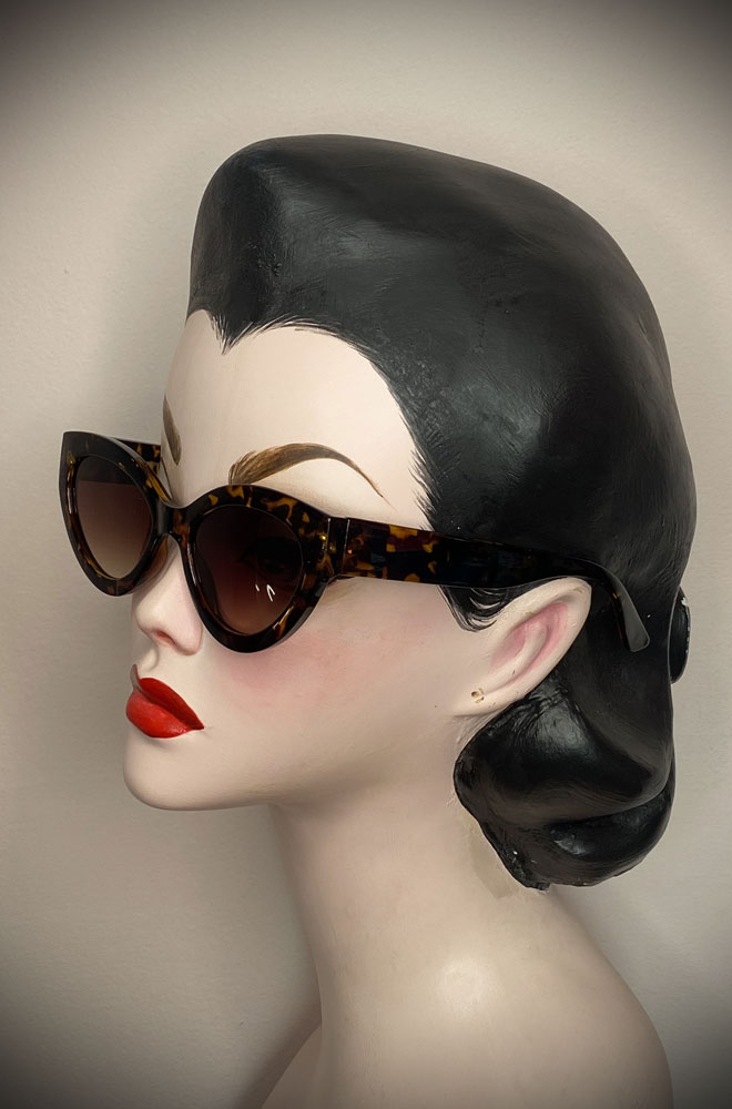 Vintage-style Tortoiseshell Gwen sunglasses at Deadly is the Female. Effortlessly add some sassy, pinup glamour to your day!
