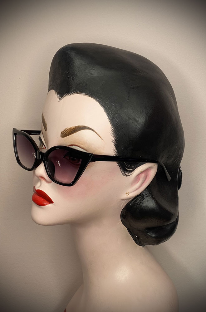 Vintage-style Black Harper Sunglasses at Deadly is the Female. Effortlessly add some sassy, pinup glamour to your day!