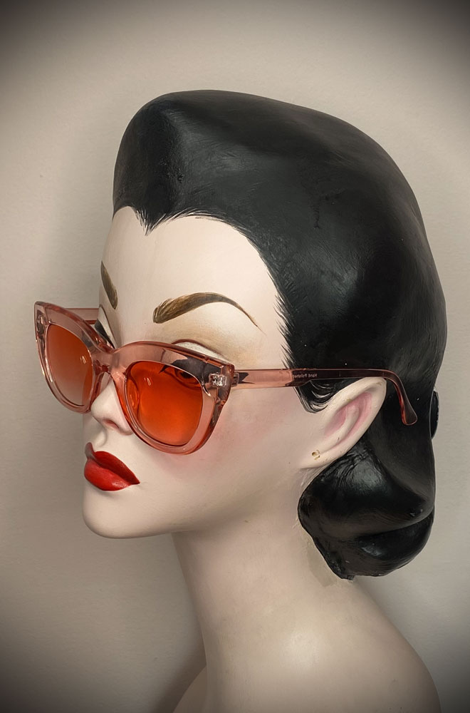 Vintage-style Pink Jessie Sunglasses at Deadly is the Female. Effortlessly add some sassy, pinup glamour to your day!