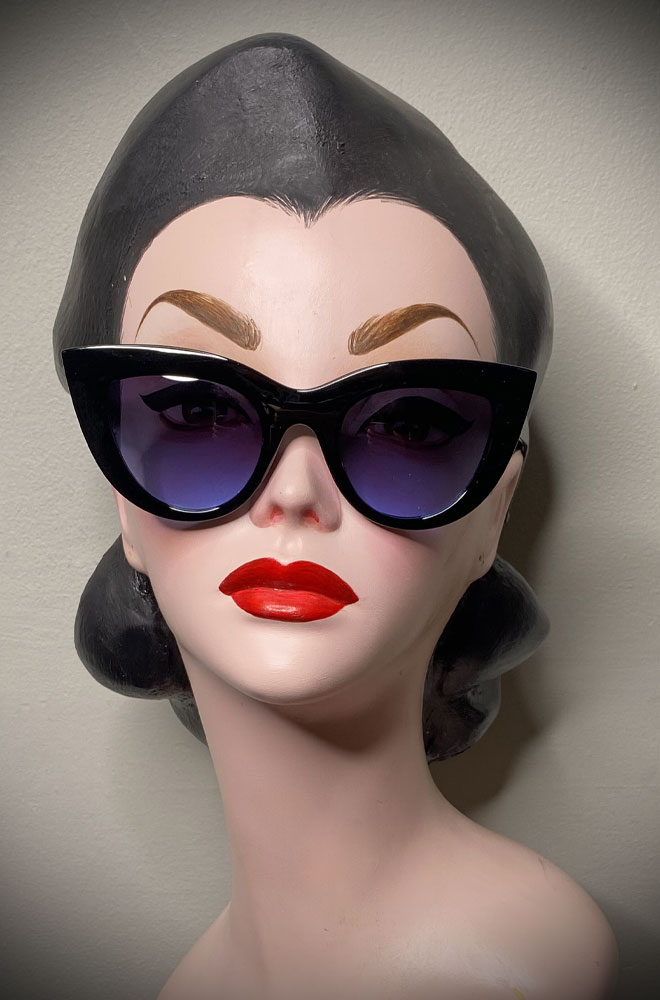Vintage-style Midnight Mae sunglasses at Deadly is the Female. Effortlessly add some sassy, pinup glamour to your day!