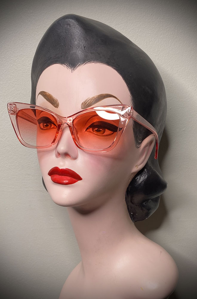 Vintage-style Blush Margo sunglasses at Deadly is the Female. Effortlessly add some sassy, pinup glamour to your day!