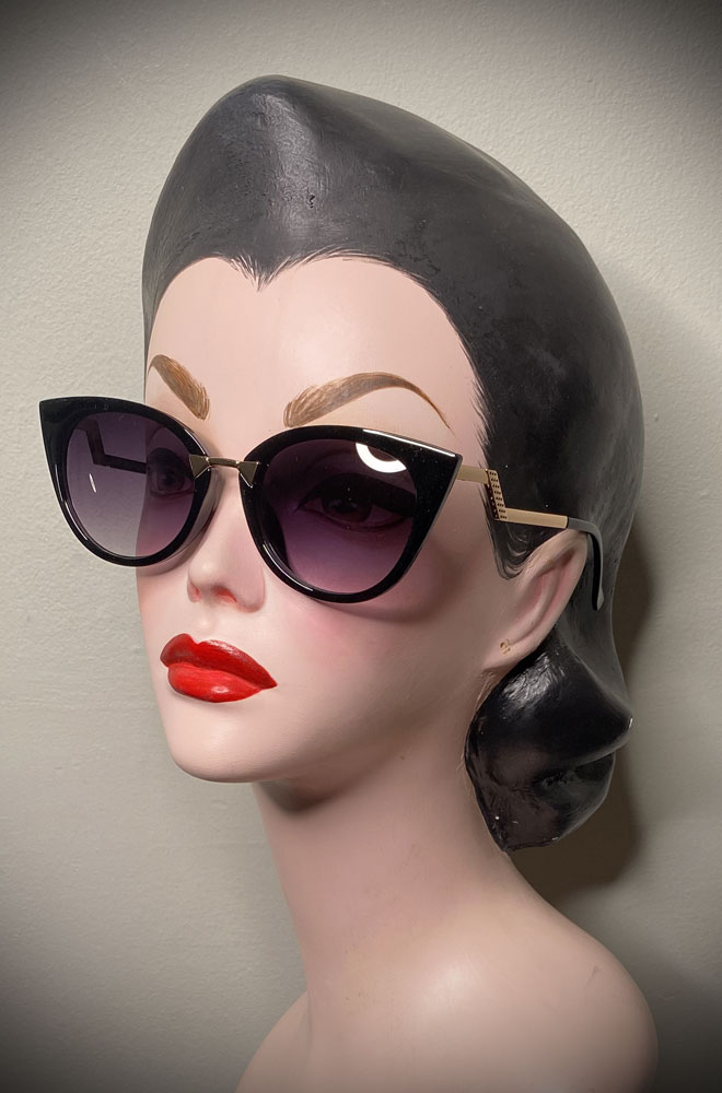 Vintage-style Black Rita sunglasses at Deadly is the Female. Effortlessly add some sassy, pinup glamour to your day!