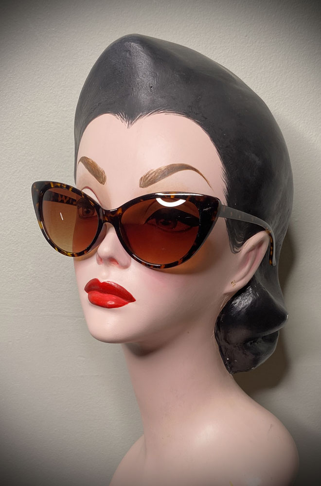 Vintage-style Tortoiseshell Sophia sunglasses at Deadly is the Female. Effortlessly add some pinup glamour to your day!