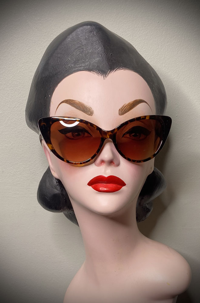 Vintage-style Tortoiseshell Sophia sunglasses at Deadly is the Female. Effortlessly add some pinup glamour to your day!