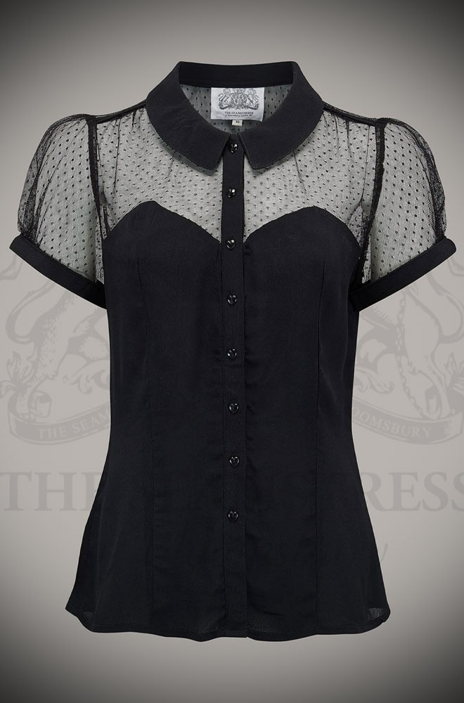 Florence Blouse - a 40s-inspired blouse in black at Deadly is the Female. Chic, casual & timeless fashion for pin-up girls & vintage lovers.
