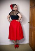 50s daywear in an instant with the red cotton Ann Skirt. A chic vintage-inspired skirt with pockets at Deadly is the Female. Made in the UK.
