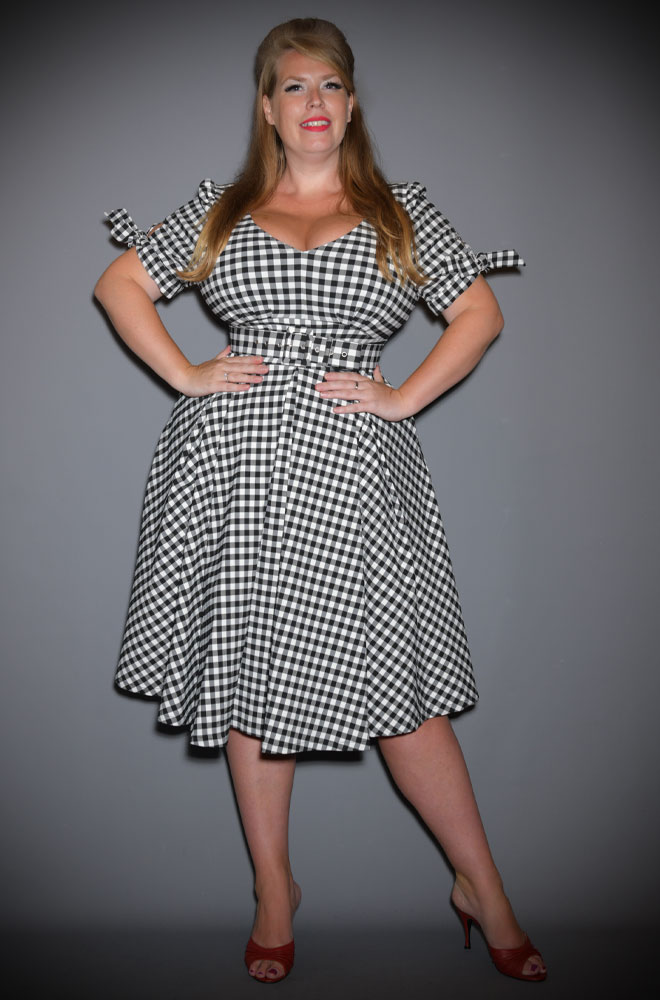 Doreen Gingham Swing Dress - a timeless 50s style dress with pockets. Deadly is the Female are official stockists of Unique Vintage.