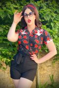 The Floral Wrap Shirt - a romantic rose print cropped shirt by Unique Vintage at UK stockists, Deadly is the Female.