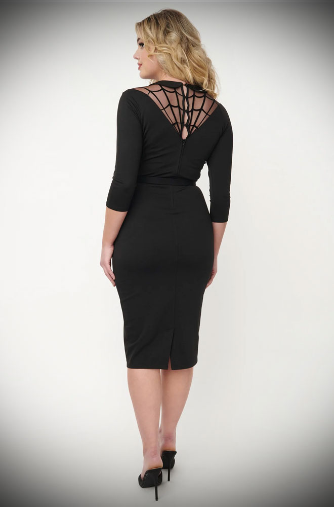 Morgana Spiderweb Dress - Perfectly blends spooky style with vintage charm, it is utterly bewitching. Deadly are official stockists of Unique Vintage.