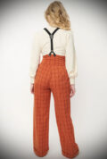 The Pumpkin Spice Thelma Trousers are timeless high-waisted, wide-legged Trousers. We adore the Thirties feel of these. UK stockists of Unique Vintage.