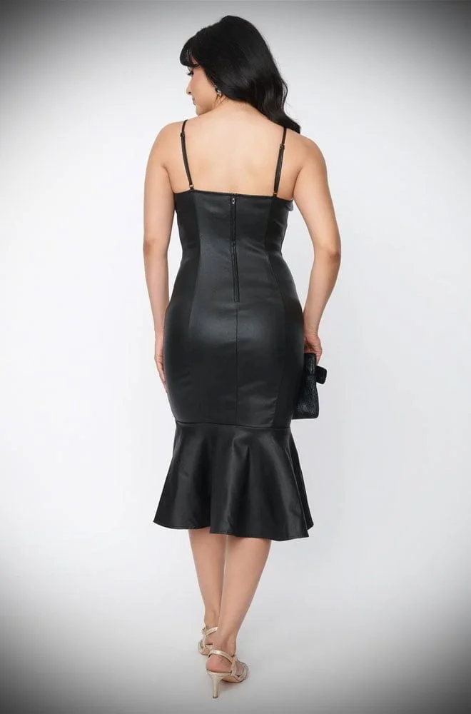 Faux Leather Rizzo Dress - mermaid wiggle dress inspired by Rizzo's outfit in Grease. Deadly are official stockists of Unique Vintage.  