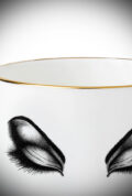 The Prima Donna Coffee Cup is a Fine Bone China cup, featuring an exquisite gold rim and striking gift box alongside the captivating muse design.