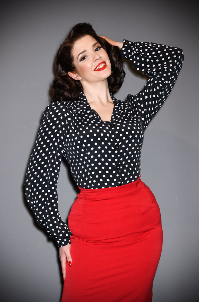 Polka Poppy Blouse - a '40s-inspired blouse at Deadly is the Female. Chic, casual and timeless fashion for pin-up girls and vintage lovers.