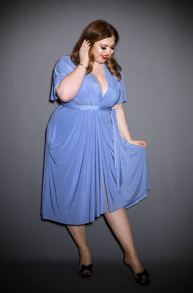 The Bluebell Flutter Sleeve Claudia Dress - One Size fits most draped dress. A signature piece for the Alexandra King for Deadly is the Female Collection