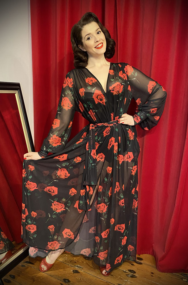 The Rosalie Claudia Maxi Dress is a vintage-style draped dress with sash waist. A signature piece by Alexandra King for Deadly is the Female.