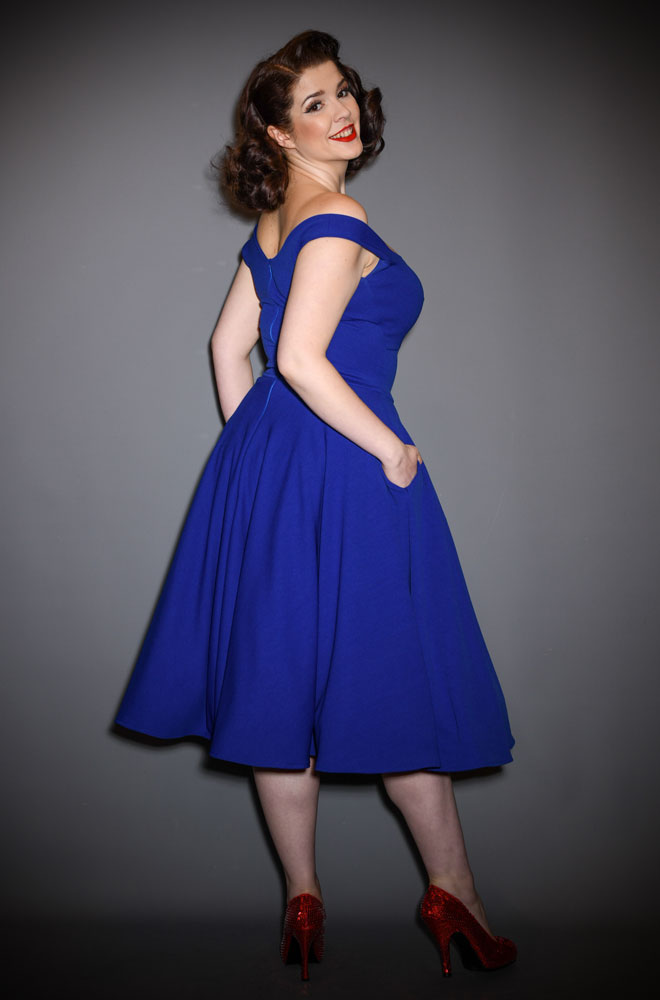Blue Aurora Swing Dress - an iconic, vintage-inspired dress. A signature piece for the Deadly is the Female Noire Collection. Made in the UK.
