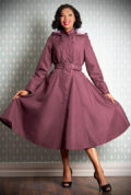Luelle-Bo Water Repellent Swing Coat - a stunning 1950s burgundy coat with a hood. Deadly is the Female are Miss Candyfloss UK stockists