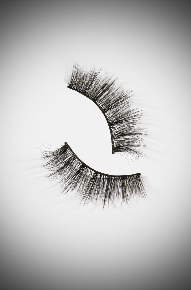 Eyefull Fluttery False Lashes by Bettie Page Beauty - luxe quality synthetic lashes. Vegan-friendly with a fine black cotton band. EU/FDA approved adhesive.